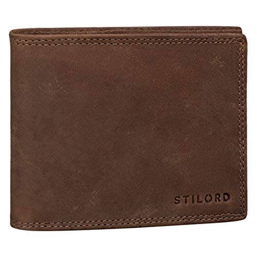 STILORD 'Antonio' Cartera o billeterade Piel RFID NFC Estilo Vintage para Hombres Portatarjetas o Monedero con diseño Original y de auténtico Cuero, Color:Antero - marrón