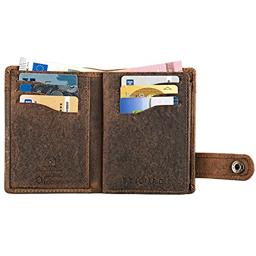 STILORD 'Milo' Cartera Hombre Cuero Elegante para Tarjetas Billetes y Monedas Billetero Monedero de auténtica Piel, Color:marrón - Medio