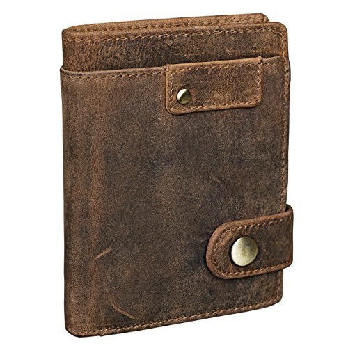 STILORD 'Milo' Cartera Hombre Cuero Elegante para Tarjetas Billetes y Monedas Billetero Monedero de auténtica Piel, Color:marrón - Medio