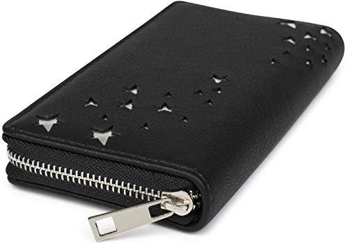 styleBREAKER Cartera de Mujer con recortados metálicos en Forma de Estrella, Cremallera, Monedero 02040115, Color:Negro