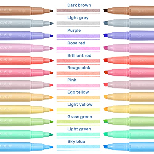 Subrayadores Pastel, EooUooIP®️ 12 Piezas de Resaltadores y Marcadores de Doble Punta de Colores Surtidos, Papelería de Oficina Escolar, Accesorios Para Diario de Balas