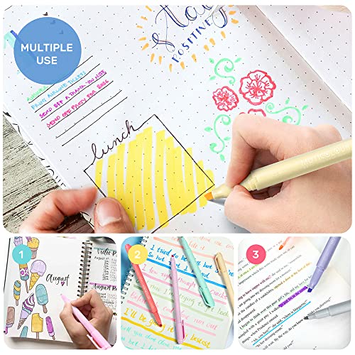 Subrayadores Pastel, EooUooIP®️ 12 Piezas de Resaltadores y Marcadores de Doble Punta de Colores Surtidos, Papelería de Oficina Escolar, Accesorios Para Diario de Balas