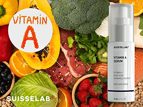 Suisse Lab - SUERO VITAMINA A Retinol, Áloe Vera, Vitamina C - Para Cara, Cuello y Contorno de ojos - Antimanchas, Antiarrugas y Antiacné - 100% Natural - 50ml