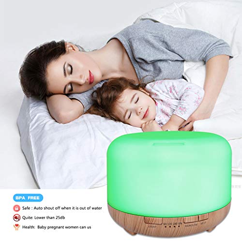SUPTEMPO Humidificadores Aceites Esenciales,450ml Humidificador Ultrasónico Silencioso Difusor Aceites Esenciales con Control Remoto y LED de 7 Colores de para Hogar, Oficina, SPA