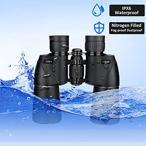 Svbony SV206 Prismaticos, 10x50 Prismaticos para Adultos, HD FMC Lens Bak4 Porro Prism Binoculares Impermeable Estuche de Transporte para Observación de Aves, Estrellas, Luna, Safari