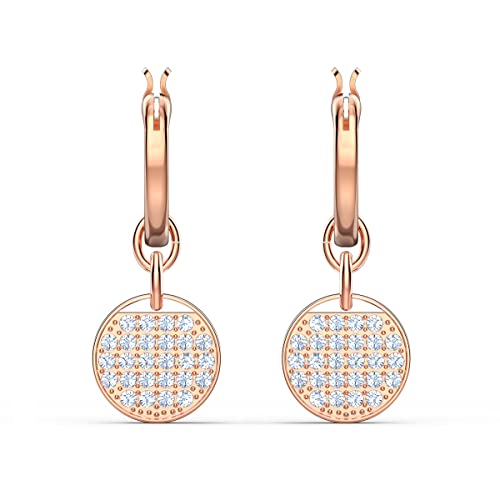Swarovski Pendientes de aro Ginger, Blanco, Baño tono oro Rosa