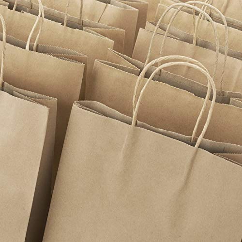 Switory Bolsa de papel Kraft de 25 piezas con asas, bolsa grande de regalo de compras marrón de 40x15x30cm con asas retorcidas para fiesta, embalaje, personalización, transporte, venta al por menor
