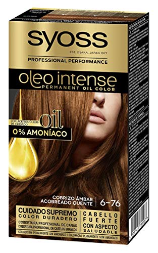 Syoss Oleo Intense - Tono 6-76 Cobrizo Ámbar – Coloración permanente sin amoníaco – Resultados de peluquería – Cobertura profesional de canas
