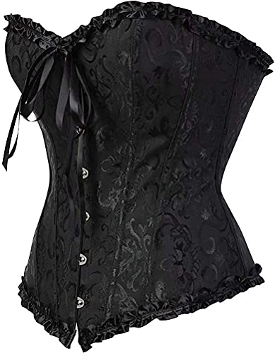 SZIVYSHI Corsé de mujer de pecho completo, gótico, vintage, corset, Negro , XL