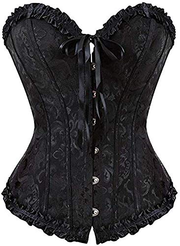 SZIVYSHI Corsé de mujer de pecho completo, gótico, vintage, corset, Negro , XL
