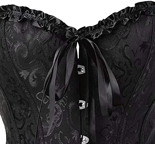 SZIVYSHI Corsé de mujer de pecho completo, gótico, vintage, corset, Negro , XL
