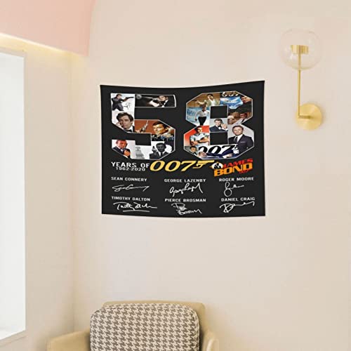 Tapiz de aniversario de 58 años de James Bond Boutique para colgar en la pared, tapiz vintage de pared de micro fibra durazno, decoración del hogar, 29 x 37 pulgadas