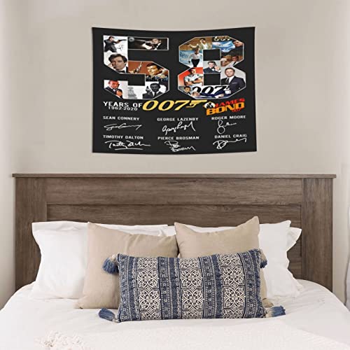 Tapiz de aniversario de 58 años de James Bond Boutique para colgar en la pared, tapiz vintage de pared de micro fibra durazno, decoración del hogar, 29 x 37 pulgadas