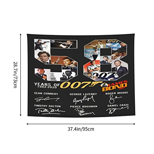 Tapiz de aniversario de 58 años de James Bond Boutique para colgar en la pared, tapiz vintage de pared de micro fibra durazno, decoración del hogar, 29 x 37 pulgadas