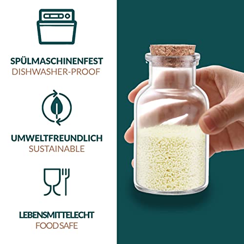 Tarros de Especias con Tapon de Corcho - 250ml - Con Etiquetas - Hermeticos - Apto para Lavavajillas - Especieros de Cristal