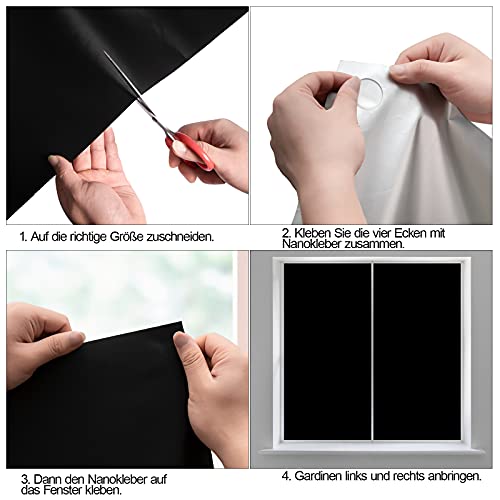 Tela oscurecedora, cortinas opacas, protección solar con revestimiento térmico, aislamiento opaco para ventanas de techo, cortinas opacas con 21 ventosas (300 cm x 145 cm)