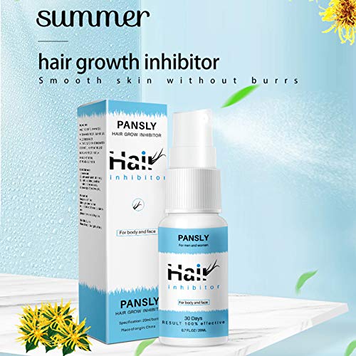 Tickas Spray Inhibidor del Cabello - Pansly 20Ml Inhibidor de Vello Depilación Permanente Piernas Axila Barba Blanda Stop Spray Sin Dolor