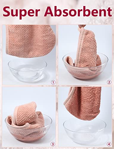 Toallas para el Cabello - 2 Piezas Toalla Microfibra Pelo, Ultra Súper Absorbente Toallas para Secar Pelo con Botón, Toalla Pelo Secado Rapido, Toalla Microfibra Pelo Rizado Regalos Originales