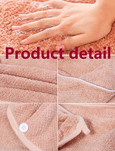 Toallas para el Cabello - 2 Piezas Toalla Microfibra Pelo, Ultra Súper Absorbente Toallas para Secar Pelo con Botón, Toalla Pelo Secado Rapido, Toalla Microfibra Pelo Rizado Regalos Originales