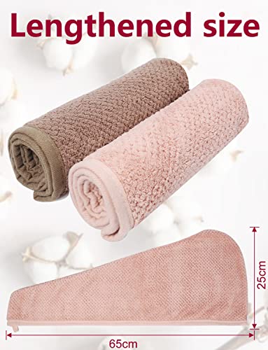 Toallas para el Cabello - 2 Piezas Toalla Microfibra Pelo, Ultra Súper Absorbente Toallas para Secar Pelo con Botón, Toalla Pelo Secado Rapido, Toalla Microfibra Pelo Rizado Regalos Originales