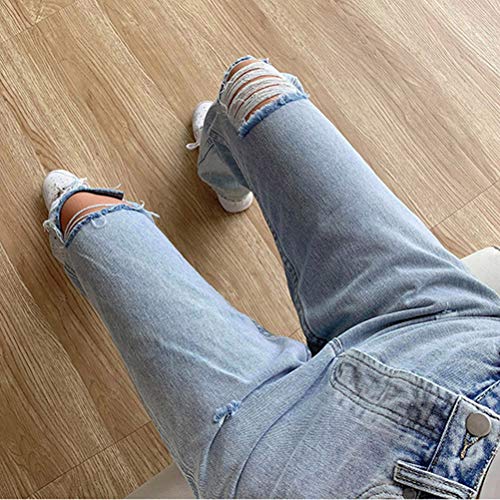 Tomwell Vaqueros Mujer Cintura Alta EláStico Rectos Tejanos Skinny Slim Boot Cut Boyfriend Jeans Sexy Acampanados Vintage de Moda Casual Pantalones de Tubo Vaqueros F Azul XS