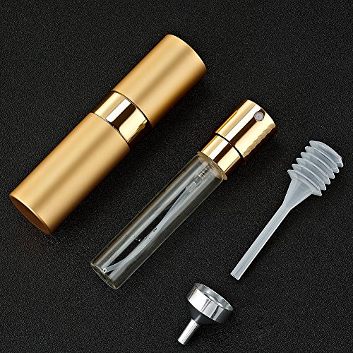 Toureal Aluminio 8ml Atomizador Perfume Recargable, Perfumador Dispensador de Viaje, Spray Pulverizador Pequeño para Colonia (Oro Mate)