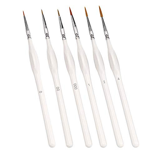 TOYMIS 6 Piezas Pincel De Pintura Para Detalles Finos Kit De Pinceles De Pintura En Miniatura Mini Juego De Pinceles De Pintura Para Acrílico Acuarela Aceite Rostro Uñas (Blanco)