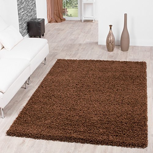 T&T Design Shaggy - Alfombra para salón, diferentes precios, varios colores, marrón, 70x250 cm