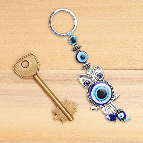 Tyenaza Llavero de búho de Ojo Malvado Azul, Llavero, decoración del hogar, Amuleto de Cristal Turco, Colgante de Amuleto, Regalo de bendición para cumpleaños, Regalo de bendición