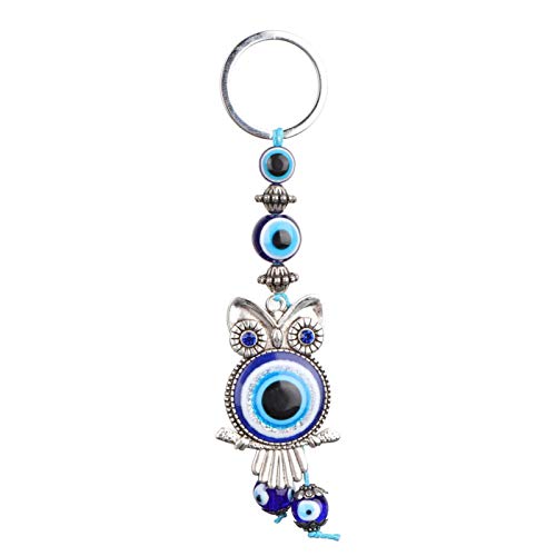 Tyenaza Llavero de búho de Ojo Malvado Azul, Llavero, decoración del hogar, Amuleto de Cristal Turco, Colgante de Amuleto, Regalo de bendición para cumpleaños, Regalo de bendición
