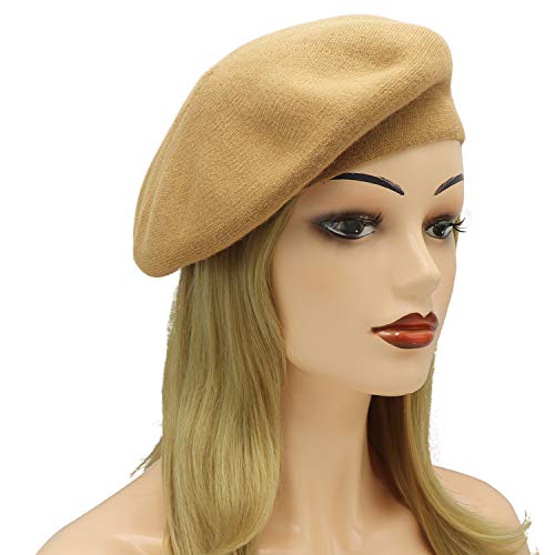 Umeepar Gorro de cachemira para mujer camel Talla única