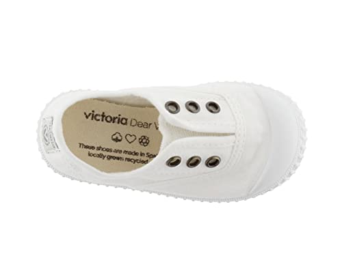 victoria Plano VICTORIA Tenis 1915 Inglesa Lona Tintada ALGODÓN TEÑIDO, ECOLÓGICO Y 30% Reciclado con ELÁSTICO Central SIN Cordones 106623-WOMEN para Mujer Blanco 37