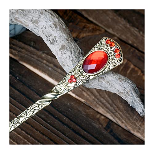Vintage Crystal Hair Stick Pin Metal Bronce Horquillero Pelo Pelo Joyería Retro Banquete Horquillero Mujeres Accesorios for el Cabello Nupcial (Metal Color : Champagne)