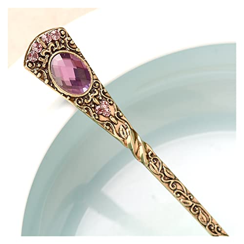 Vintage Crystal Hair Stick Pin Metal Bronce Horquillero Pelo Pelo Joyería Retro Banquete Horquillero Mujeres Accesorios for el Cabello Nupcial (Metal Color : Champagne)
