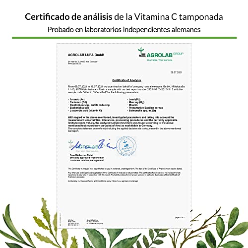 Vitamina C 500 mg (1000 mg por 2 cápsulas) - 365 cápsulas - Premium: ferment. vegetal, tamponada (pH neutro, sin ácido, inocuo para el estómago) - sin aditivos no deseados, vegano