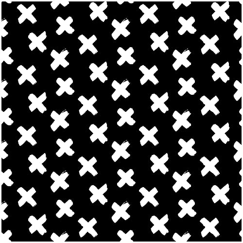 VmG-Store - Tela de jersey de algodón para coser, venta por metros, tela para niños, 150 cm de ancho, diseño de gráficos X negros, negro, JB039, 25 x 150 cm