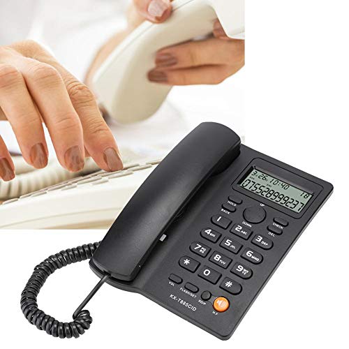 Wandisy Venta Loca Teléfono estándar con Cable, identificador de Llamadas en inglés Teléfono Llamadas Manos Libres Teléfono Fijo para Oficina en casa Hotel(Negro)