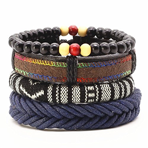 WDAIJY Pulsera De Hombre，Los Hombres Pulsera Punk Vintage Cuerda Tejida Cordón Artesanal Cuero Pulseras Hombre Mujer Pulseras De Rock Femenino Homme Hombres Accesorios De Joyería