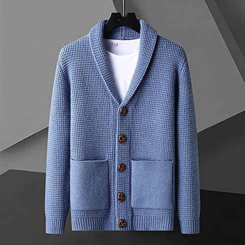 WGHJK Suéter de Cardigan de punto de color sólido otoño cuello en V Cardigan suéter for hombre suéter for hombre suéteres (Color : A, Size : EU S-M 65-72kg TX)
