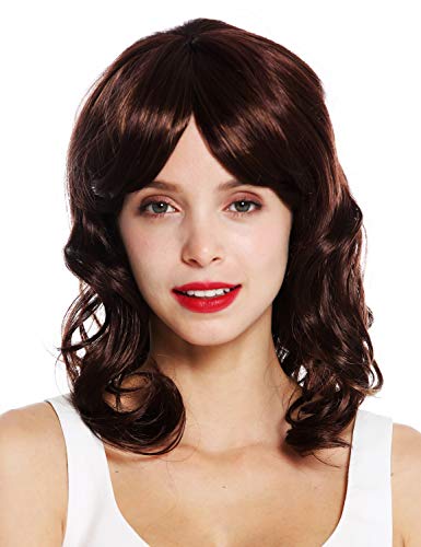 WIG ME UP- VK-52-33H27 peluca de mujer pelo largo rizado rizos castaño caoba mechas rubias highlights