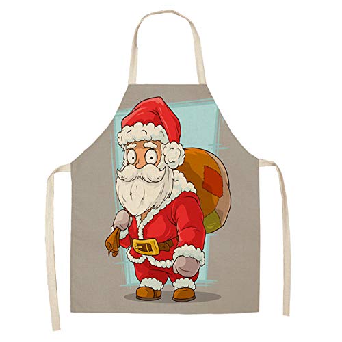 wsxcfyjh Delantal Cocina Baberos Delantales De Navidad De Lino De Algodón con Estampado De Animales Delantales De Cocina Unisex Cena Fiesta Cocina Delantal De Limpieza De Babero-9_66X47Cm_For_Adult