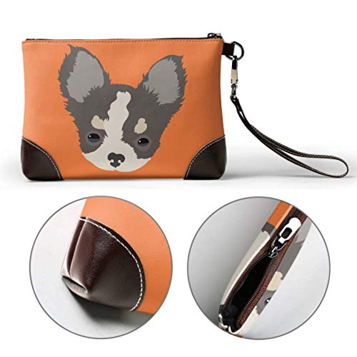 XCNGG Bolso de mano de cuero suave a prueba de agua, bonito bolso de muñeca para perro, cartera para teléfono móvil con cremallera para mujeres y niñas