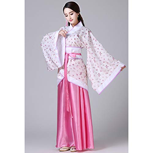 Xingsiyue Chino Antiguo Tradicional Hanfu Disfraz Etapa de Rendimiento Traje de Tang Vestido de Baile para Mujer (Blanco Rosa,46)