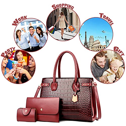 YANYUYNAY Conjunto de bolsos de moda para mujer, bolso de hombro, bolso de mano pequeño, bolso de mano grande, bolso múltiple de piel de cocodrilo de red2