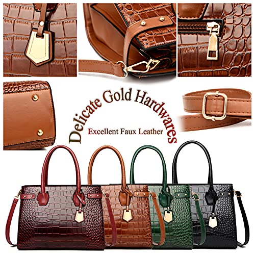 YANYUYNAY Conjunto de bolsos de moda para mujer, bolso de hombro, bolso de mano pequeño, bolso de mano grande, bolso múltiple de piel de cocodrilo de red2