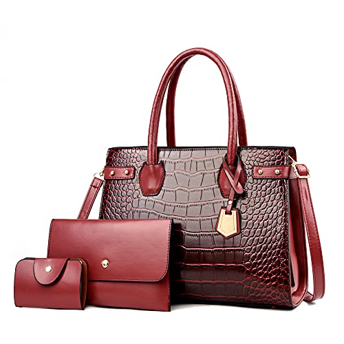 YANYUYNAY Conjunto de bolsos de moda para mujer, bolso de hombro, bolso de mano pequeño, bolso de mano grande, bolso múltiple de piel de cocodrilo de red2