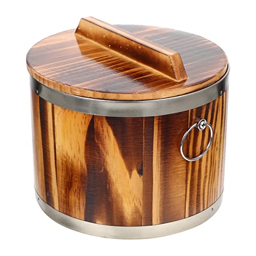 Yardwe Cubo de Arroz de Madera con Cocina Cocina Cocina Cocina Vaporizador de Acero Inoxidable Liner Arroz Vaporización de Arroz Envase de Almacenamiento Sushi Y Arroz