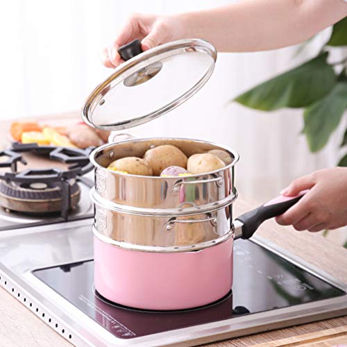 YARNOW Cesta de Vaporizador de Alimentos de Acero Inoxidable de 18Cm Cesta de Vaporizador de Bollos Cesta de Inserción Viga de Vaporizador Tradicional Apilable con Mango para Cocina