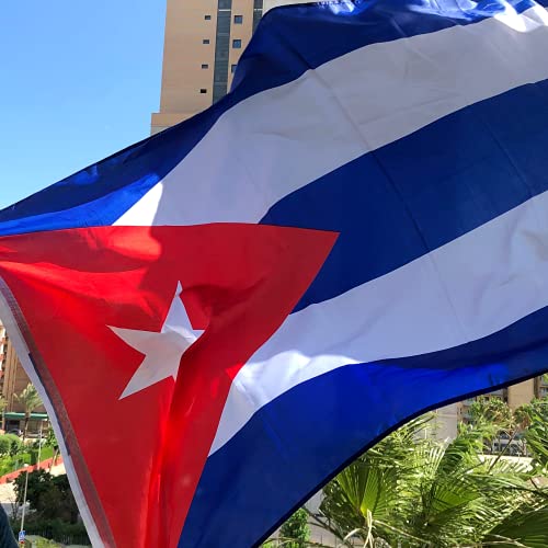 YENLY 90 x 150 Bandera Cuba Patria y Vida Colores Vivos Bandera Cubana Tela Lona y Doble Costura Cuban Flag Bandera Rojiblanca Grande Banderas 90 x 150 cm la Bandera de Cuba Resistentes a Rayos UVA