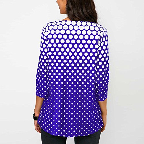 Yvelands Moda Femenina Elegante Hermoso O-Cuello de Tres Cuartos Manga Lunares gradiente de impresión Tops Camiseta Blusa Fiesta de la Boda, Liquidación Barato! (Púrpura, L)